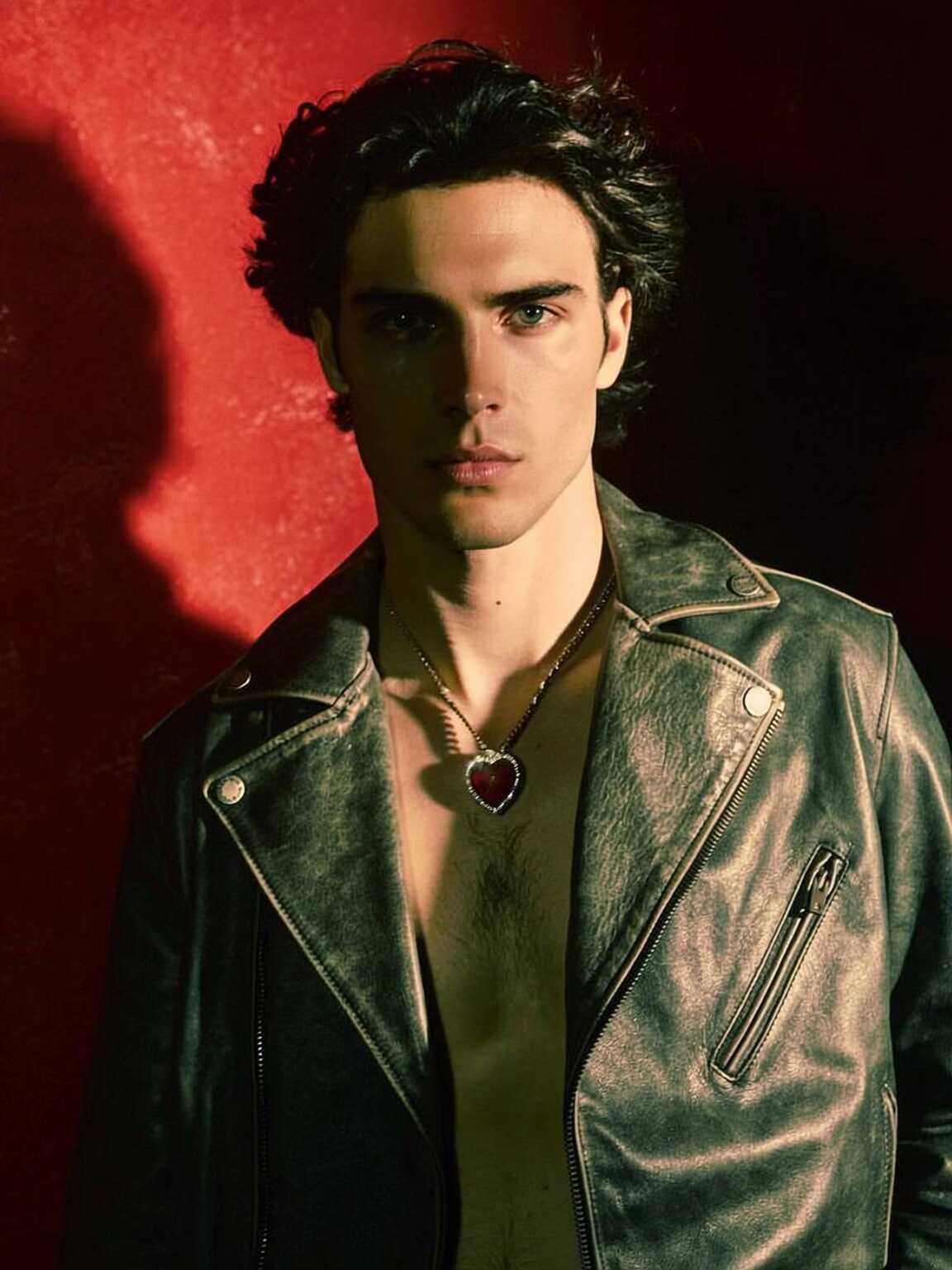 long-lens candid of Damon Cael mid-step in experimental silhouette, rising pop artist Damon Cael.