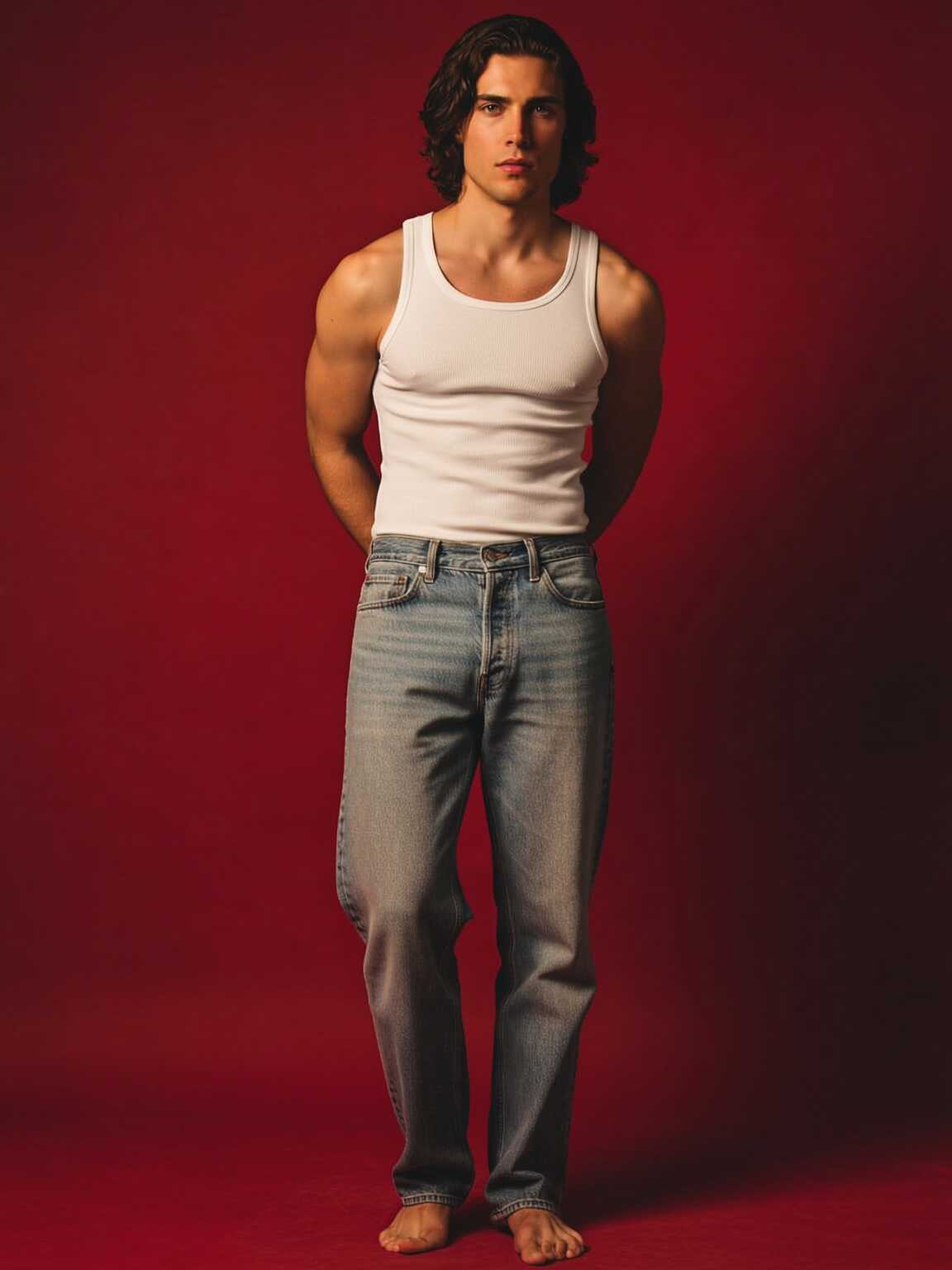 side-profile capture of Damon Cael in sharp monochrome fashion layers, rising pop artist Damon Cael.